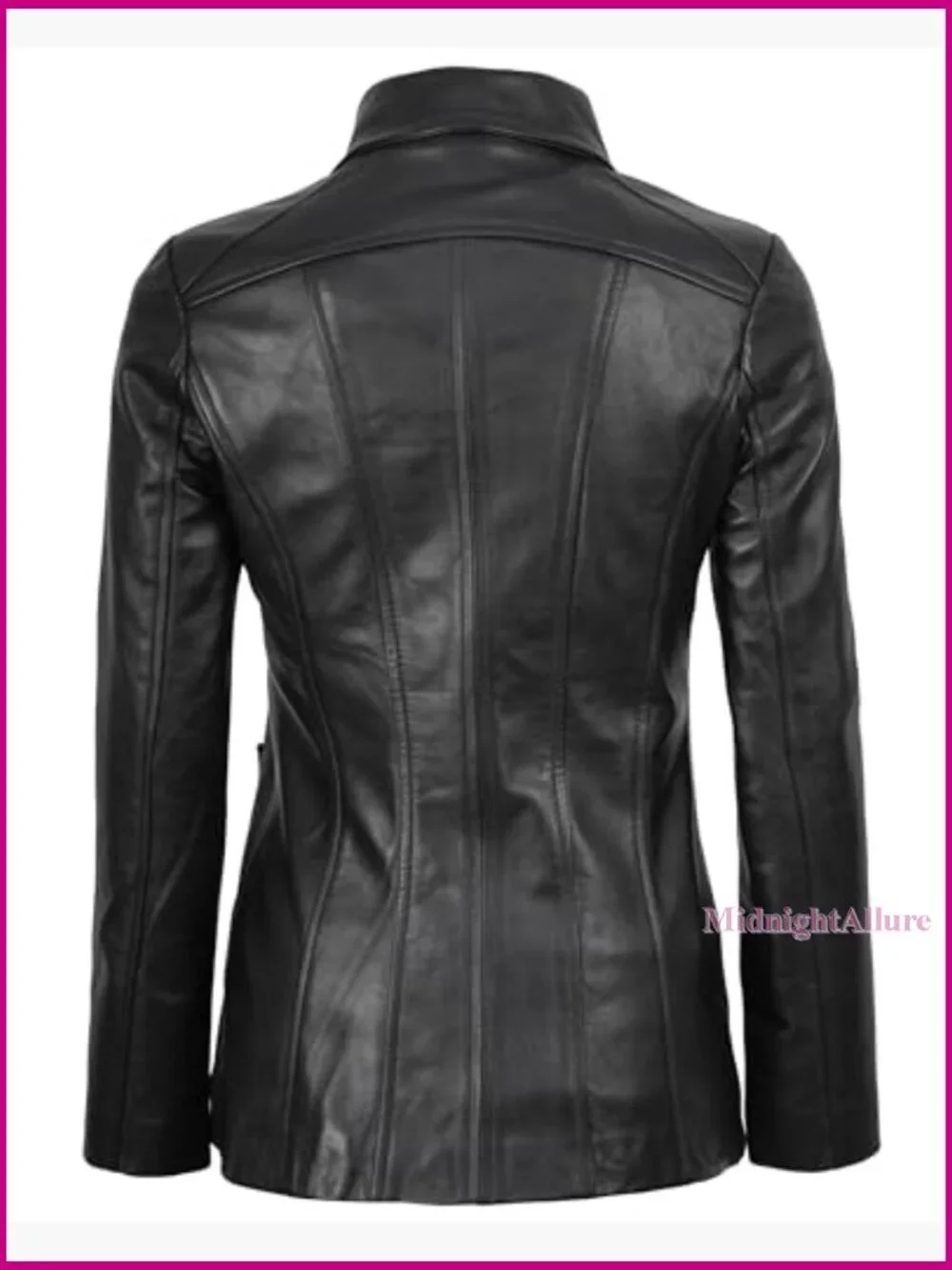 Lambskin Leather Jacket Blazer Style with Zip Pockets - Picture 4 of 7
